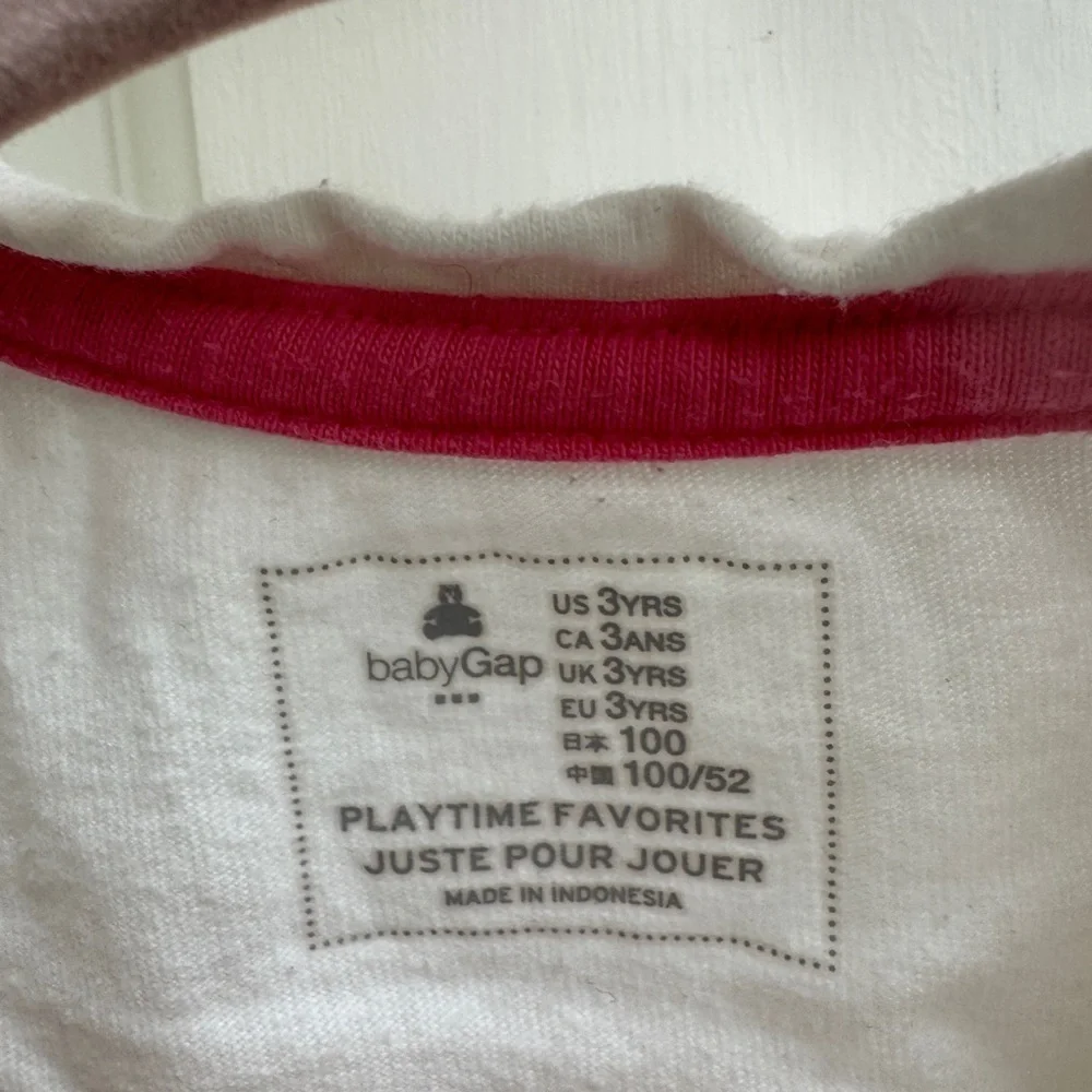GAP 3T Girls White Multicolor Roller Pup Short Sleeve Tee Shirt Blouse